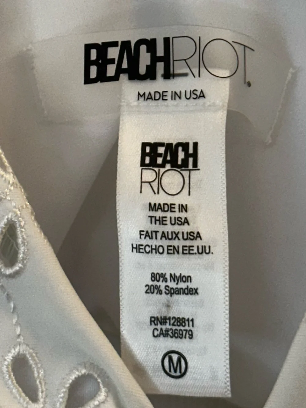 Beach Riot Dallas Top White Magnolia Eyelet Swim Bikini Top size medium
